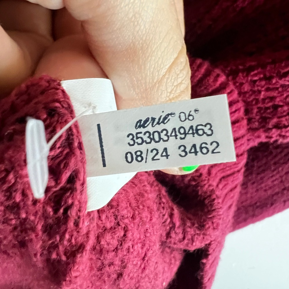 Aerie CozyUp Waffle Button Sweater Oversized Cozy Burgundy Size‎ XXS - Picture 6 of 9